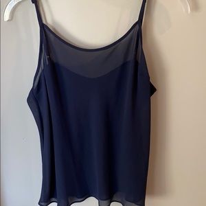 Mesh material navy tank top